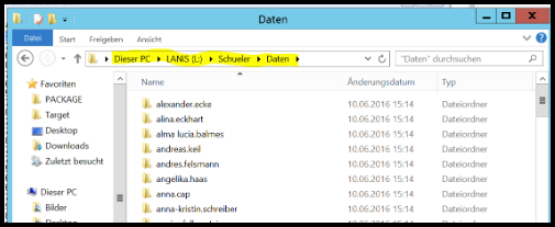 Verzeichnis L:\Schueler\Daten