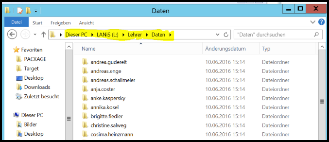 Verzeichnis L:\Lehrer\Daten