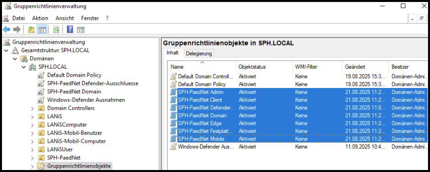 Gruppenrichtlinienverwaltung SPH-PaedNet