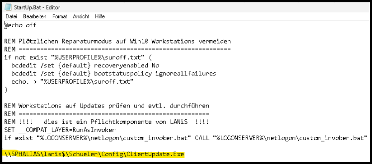 Startup.bat im Editor