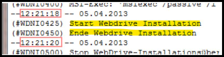 Logfile Webdrive Installation