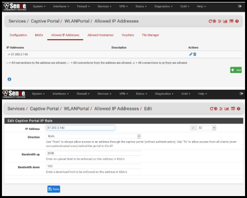 pfSense allowed IP-Adresses
