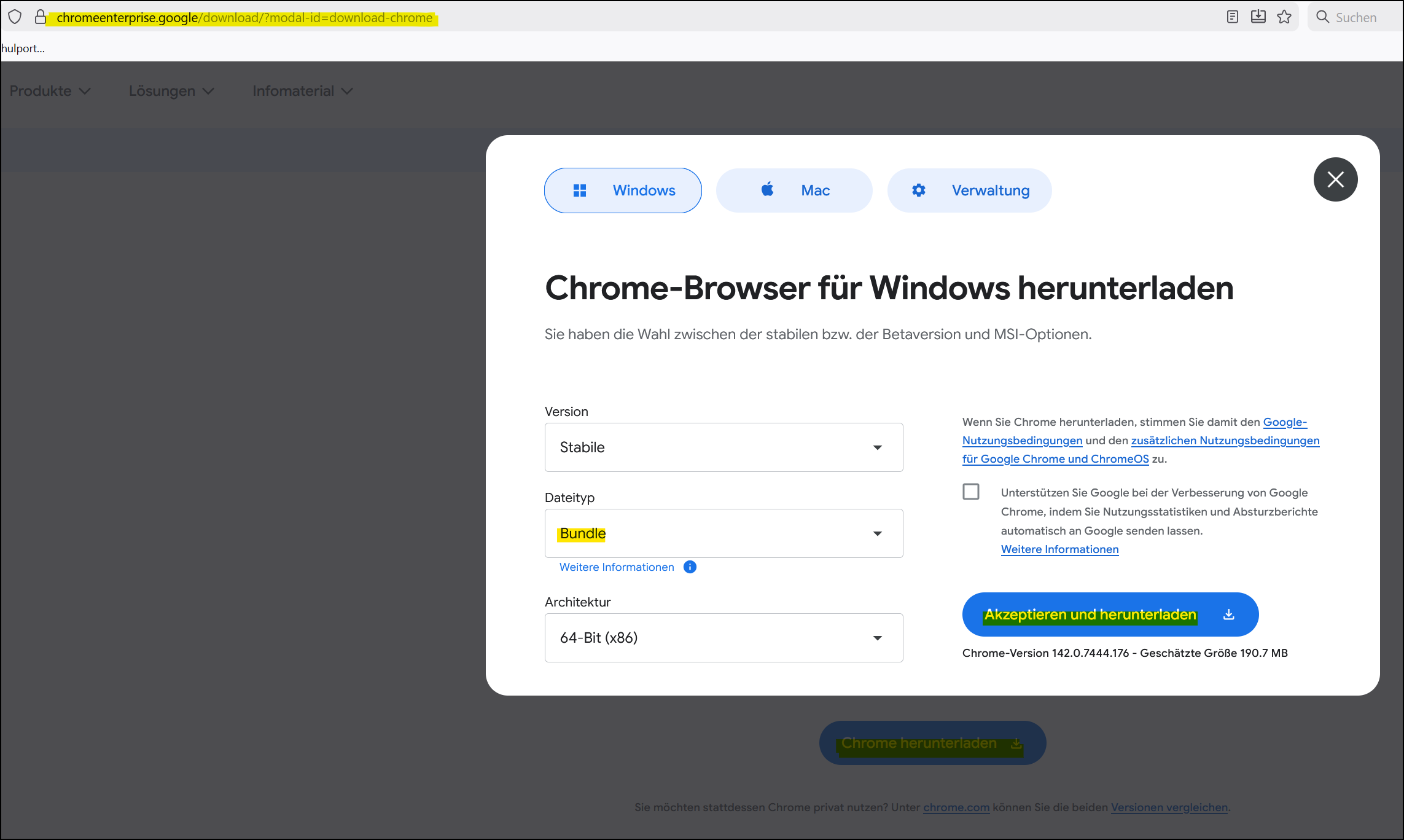 GoogleChrome Policydefinitions herunterladen