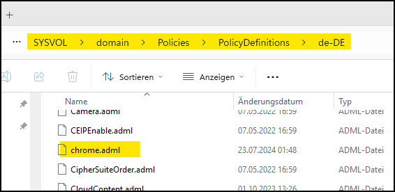 Deutsche adml Dateien einfügen
