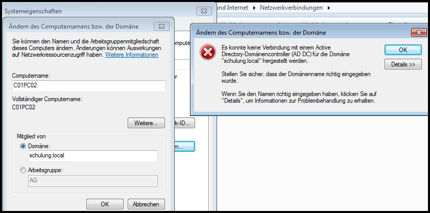 keine Verbindung zum AD DC