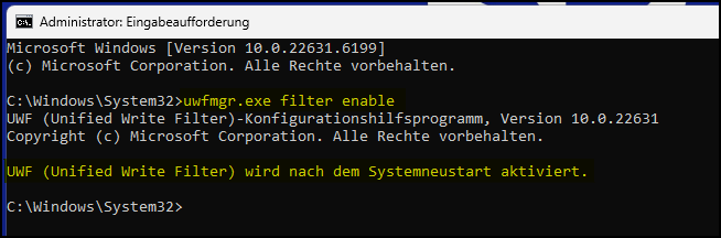 UWF-Filter manuell aktivieren