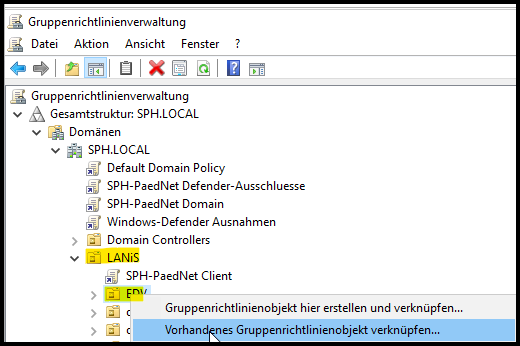 Zuweisung der Gruppenrichtlinie 1