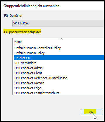 Fenster "Gruppenrichtlinienobjekt auswählen"