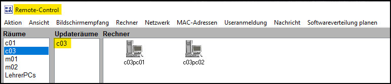 Fenster "Remote-Control" Updateräume