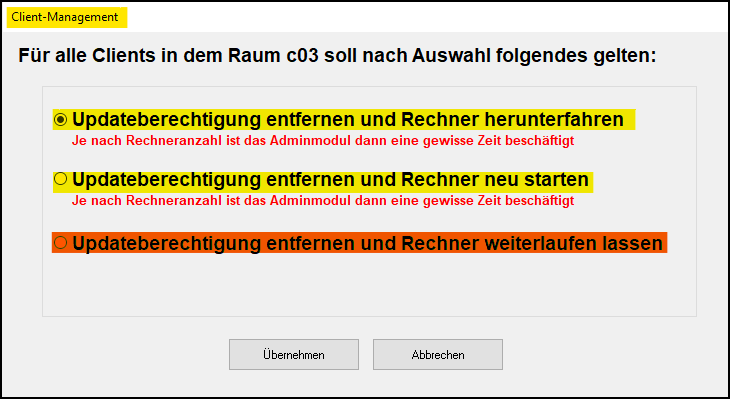 Fenster "Client-Management"