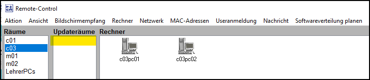 Fenster "Remote-Control": Updateberechtigung entfent