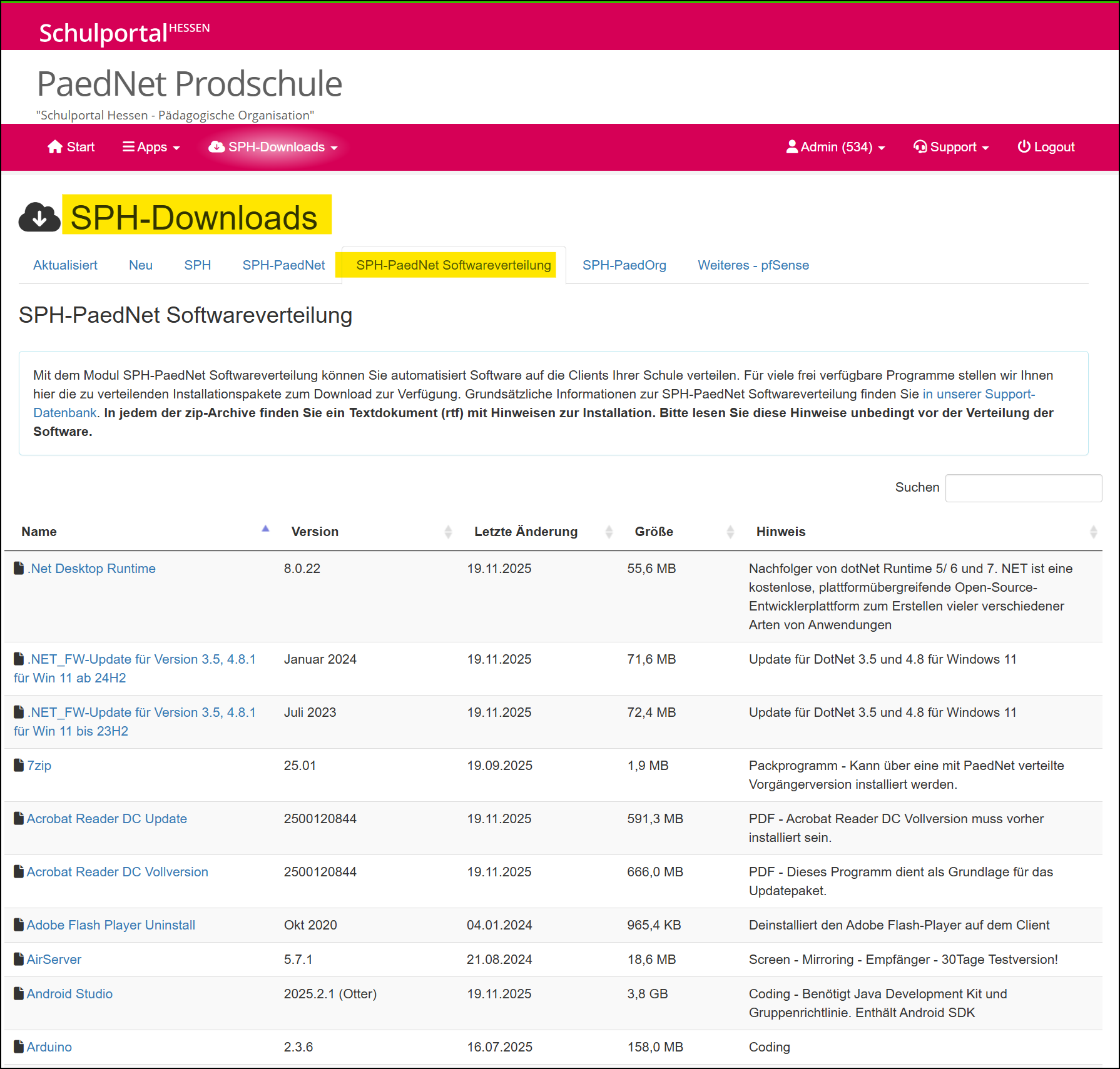 Schulportal/Downloads SPH-PaedNet