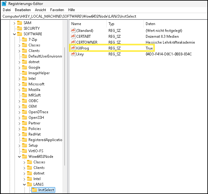 Registry Zeichenfolge anlegen