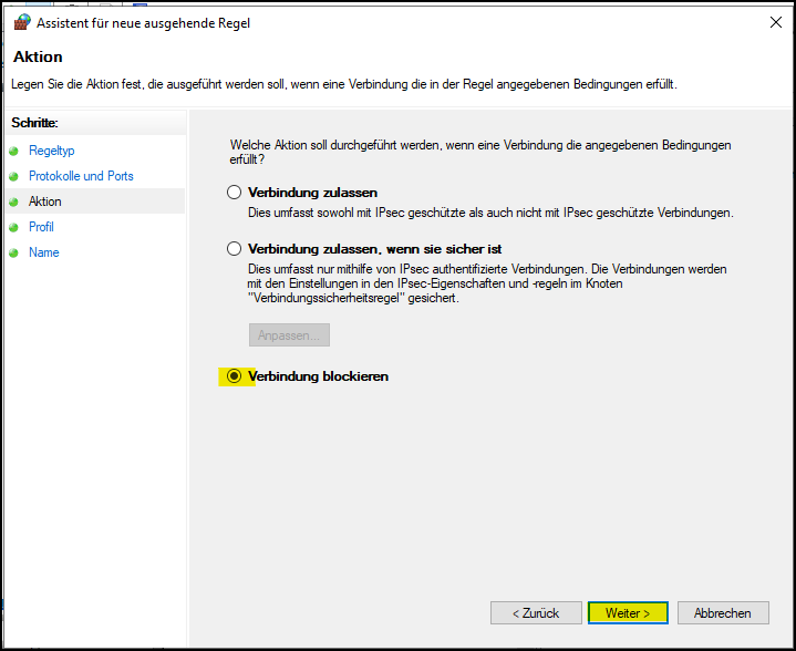 Verbindung blockieren
