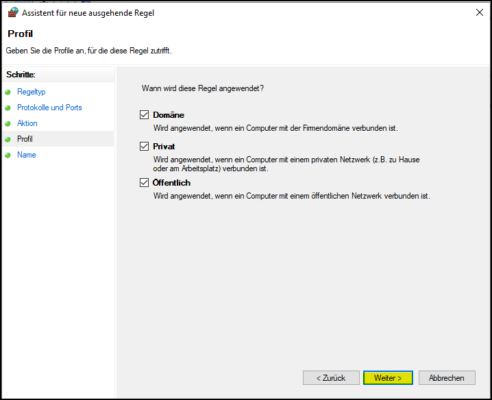 Alle Netzwerktypen auswählen