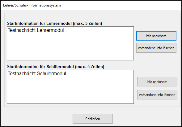 Lehrer-Schüler-Informationssystem Startinformation Lehrermodul