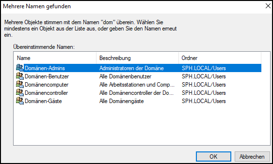 Gruppennamen auswählen