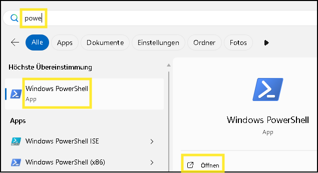 Windows-PowerShell starten
