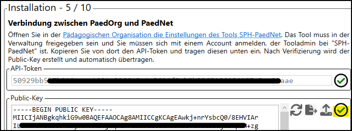Erfolgreicher Import der Schlüsseldatei