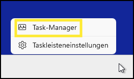 Aufrauf Taskmanager