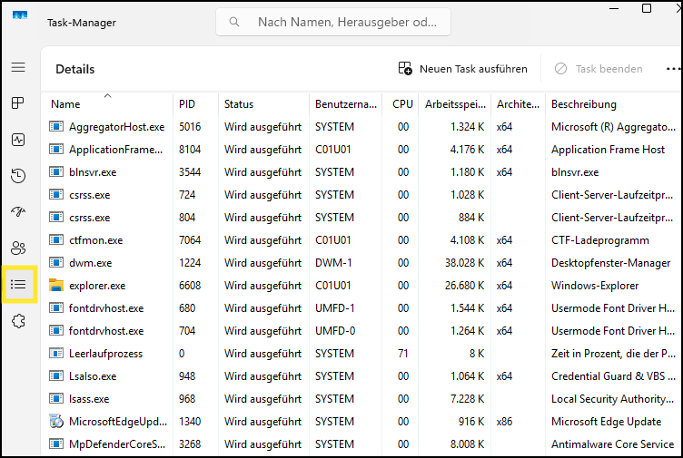 Details im Taskmanager
