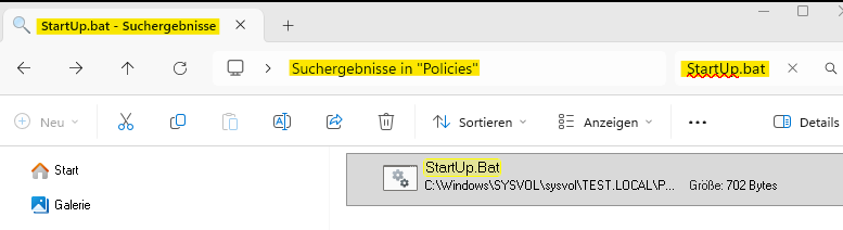 Dateimanager C:\Windows\Sysvol\domain\Policies
