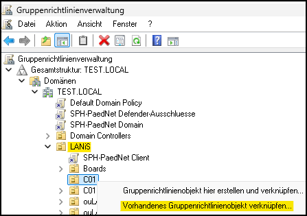 Fenster "Gruppenrichtlinienverwaltung"