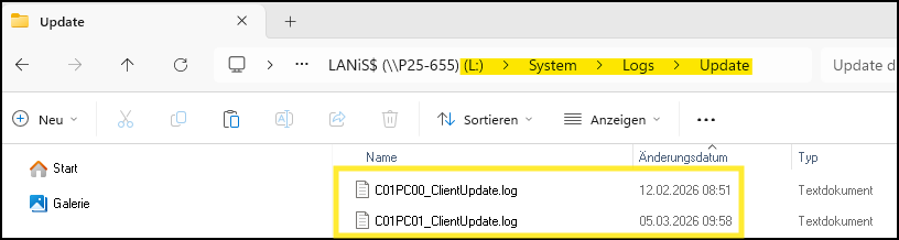 Logfiles im Bereich L:\system\logs\update