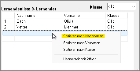 Alphabetische Sortierung