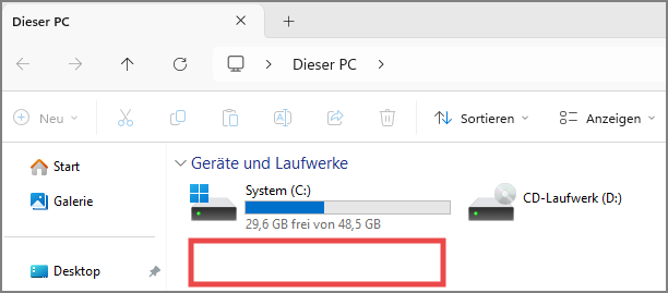 Dateimanager ohne die Netzlaufwerke H und W