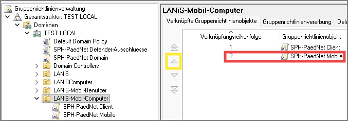 Gruppenrichtlinien auf OU LANiS-Mobil-Computer
