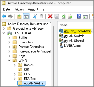 Active Directory => gg_sph_LocalAdmin