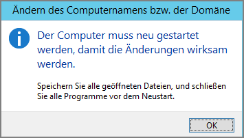 Ändern des Computernamens Neustart
