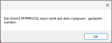 ServiceTool-Meldung zum PFTPPRO