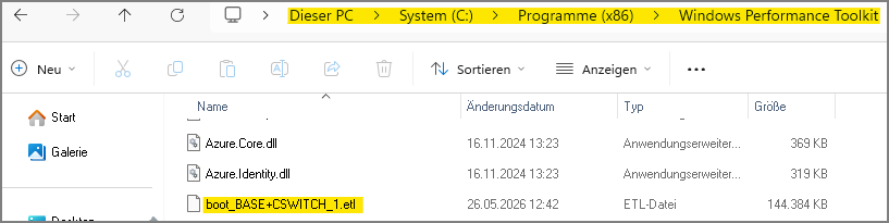 Das Bild zeigt den Dateiexplorer mit dem zughörigen Pfad, wo die Datei "boot_BASE+CSWITCH_1.etl" zu finden ist.