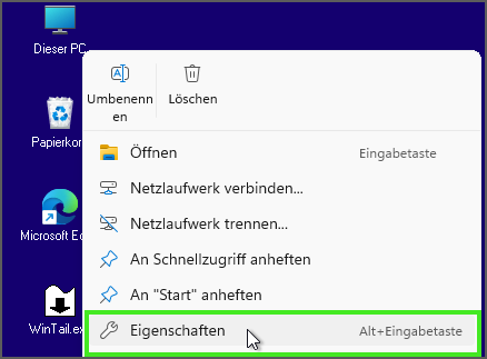 Systemeigenschaften aufrufen