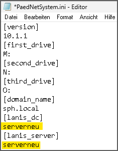 PaedNetSystem.ini im Editor