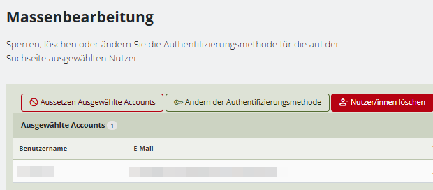 Personensuche und Bearbeitungsmöglichkeiten