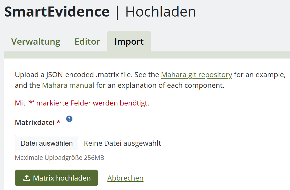 Möglichkeiten des Imports und editieren von Smart Evidence Rastern.