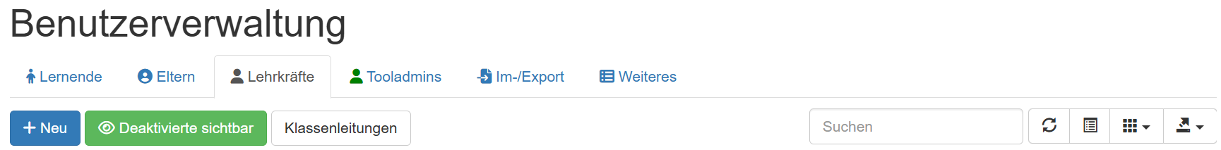 Der Korpus zur Vergabe der Tooladmin-Funktion befindet sich in der rechten Auswahl an fünfter Stelle.
