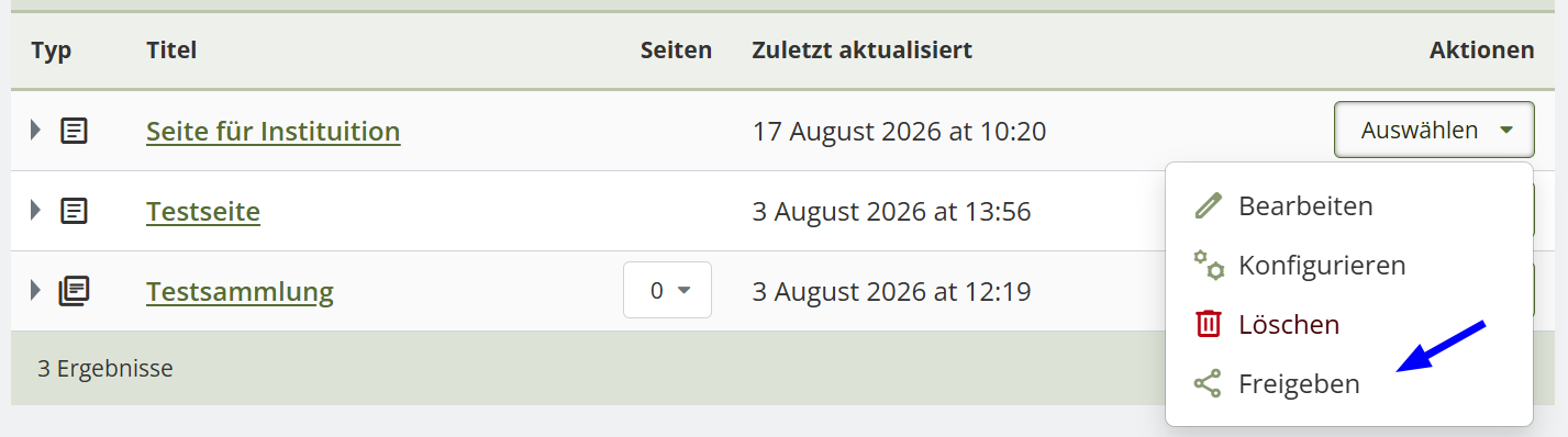 Übersicht wie Portfolios institutionsweit zur Verfügung gestellt werden können.