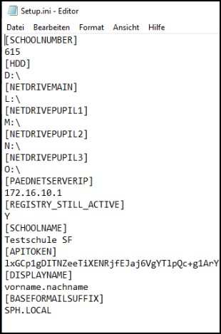 Bild von der Setup.ini in SPH-PaedNet 10.1