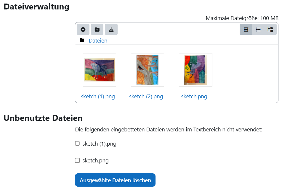 Darstellung der Dateiverwaltung