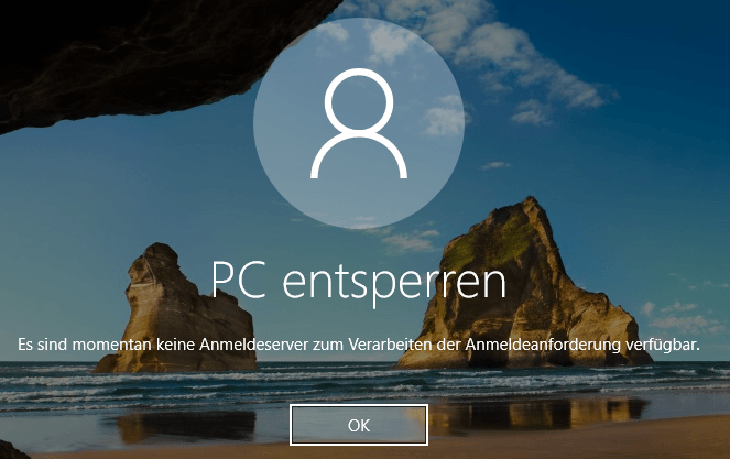 keine Anmeldeserver verfügbar