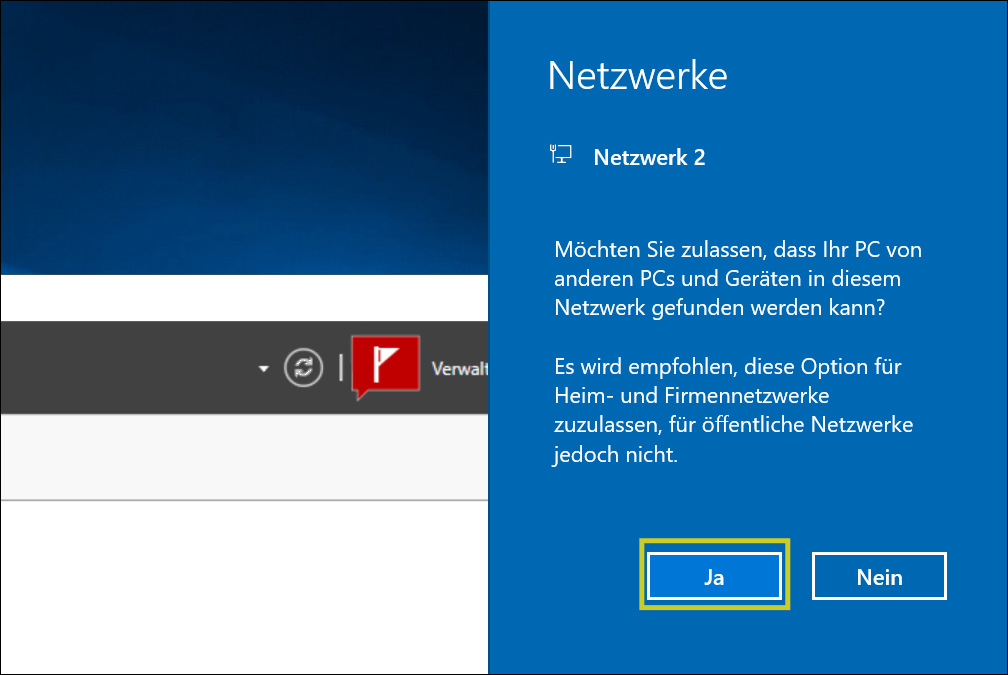 Bestätigung "privates Netzwek"