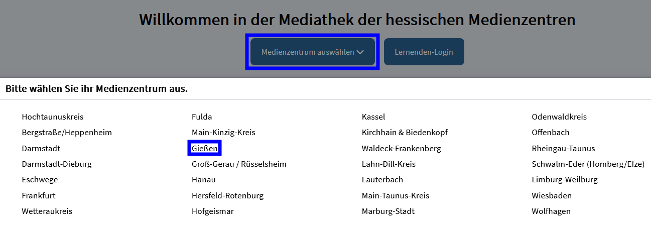 Auswahlliste der Medienzentren Hessen