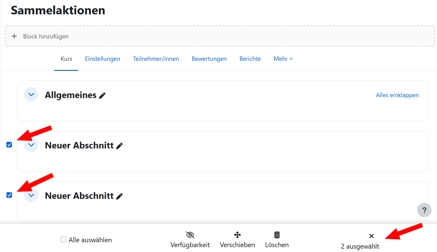 Anzeige Sammelaktionen